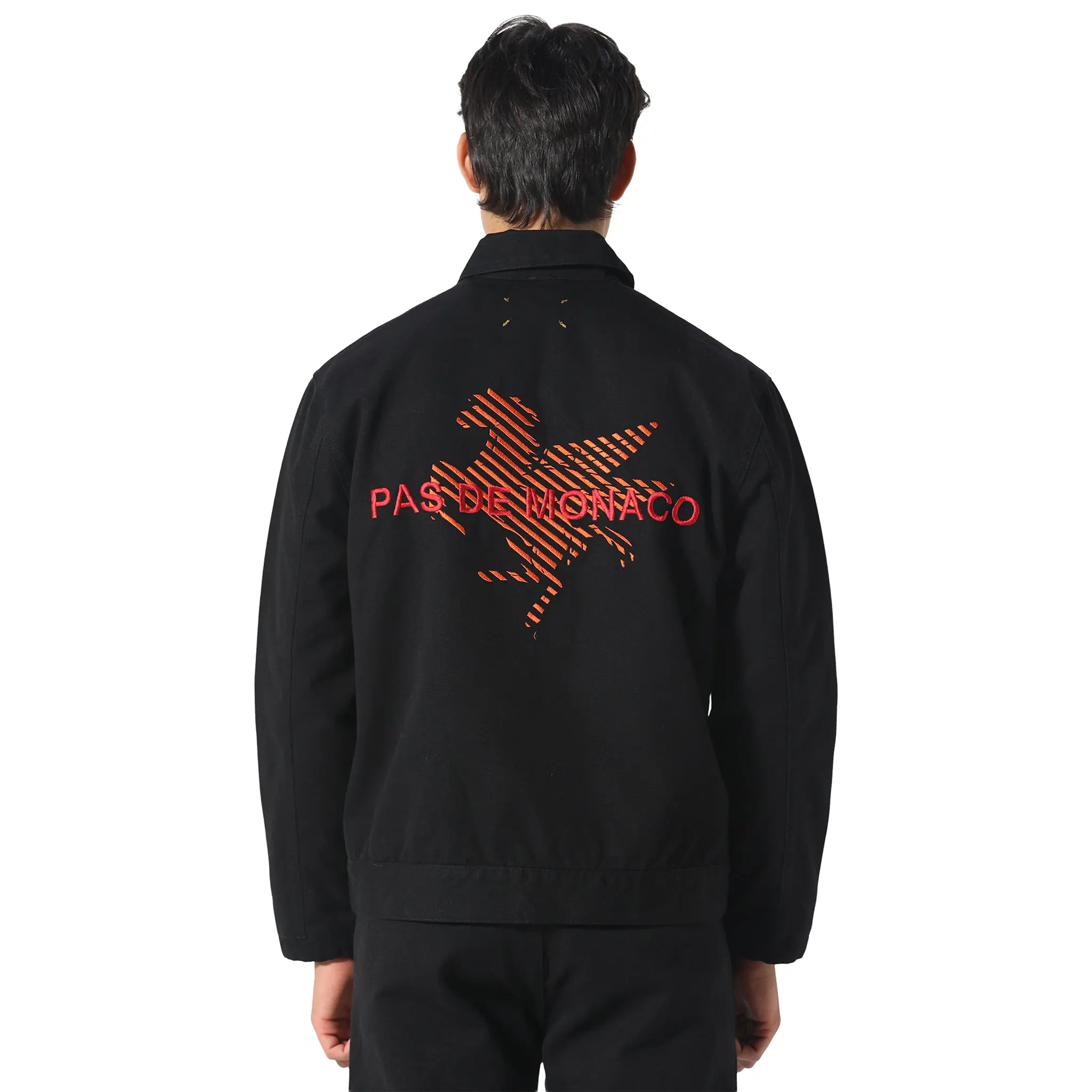 Back View of Pas De Monaco Canvas Race Black Jacket PKK22T002-Q11